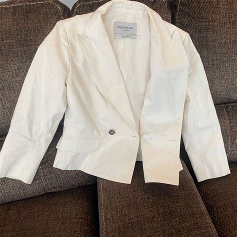 ysl white blazer|saint laurent cropped blazer.